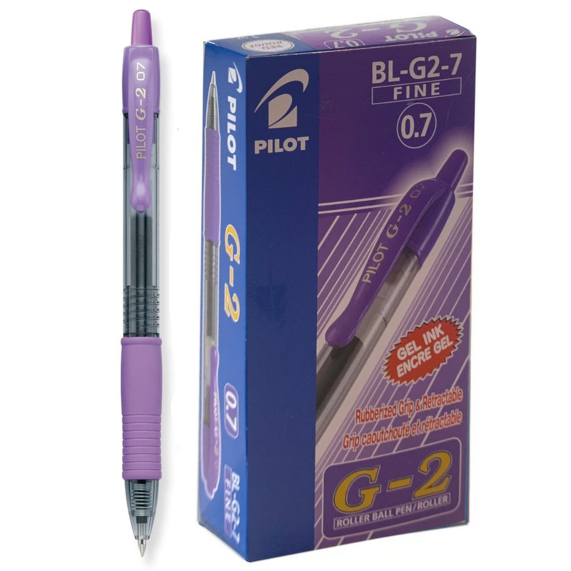 Pilot G-2 Gel Rollerball Pen - Fine 0.7mm, Violet 12 Pack