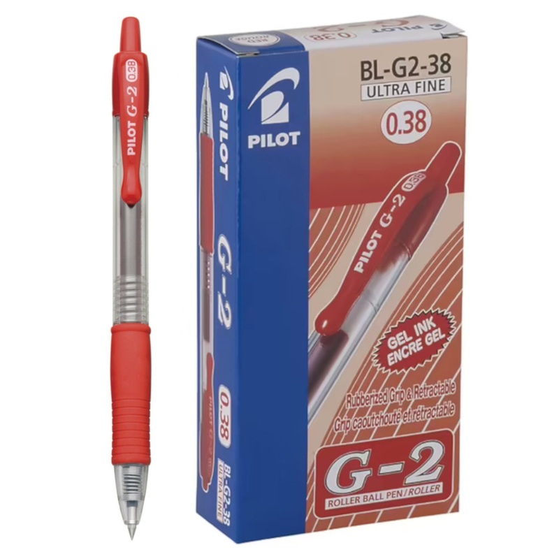 Pilot G-2 Gel Rollerball Pen - Ultra Fine 0.38mm, Red 12 Pack