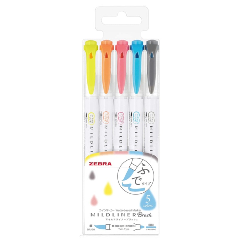 Zebra Mildliner Brush Pen Soft and Friendly Set - 5pc
