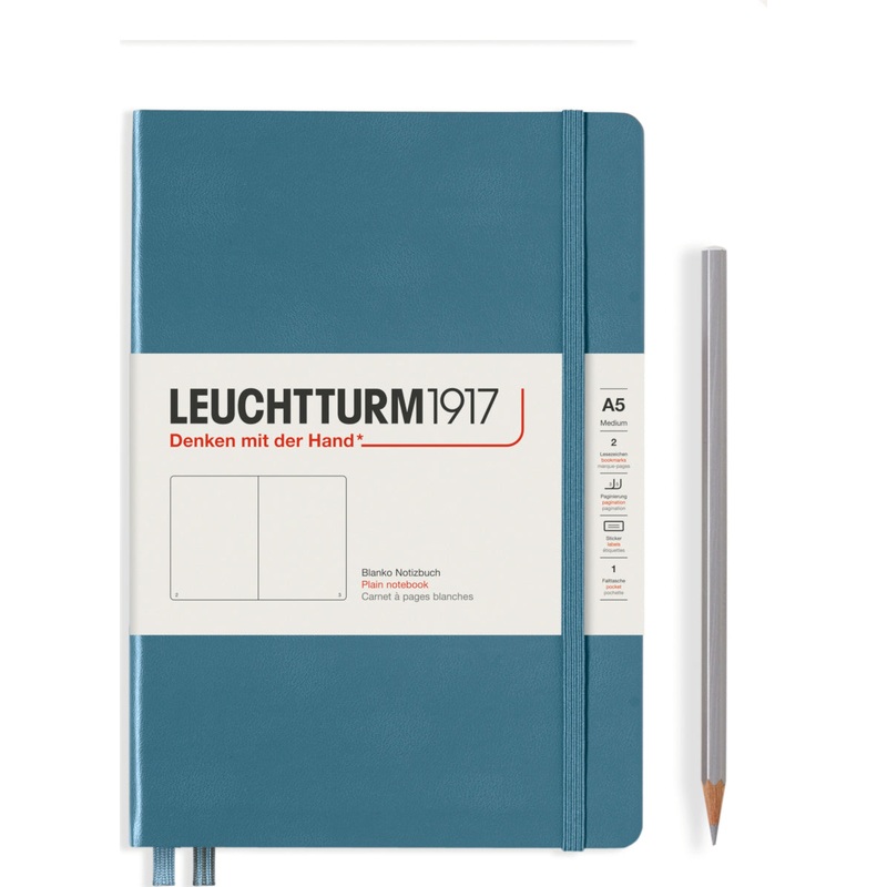 Leuchtturm1917 Medium (A5) Notebook - Stone Blue Blank