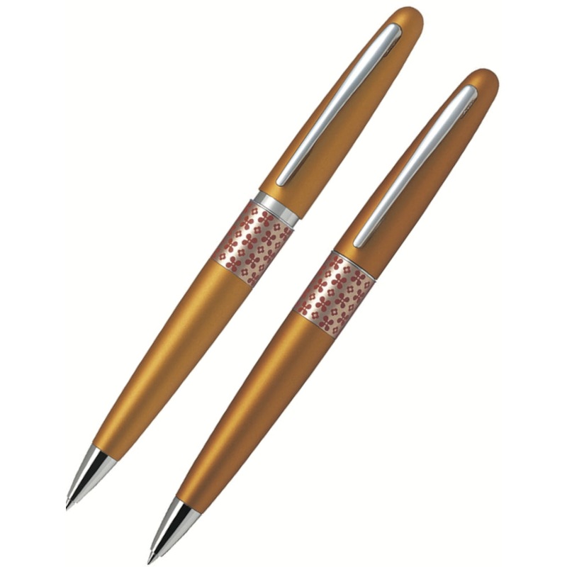 *Clearance* Pilot MR3 Ballpoint & Pencil Gift Set - Orange Flowers