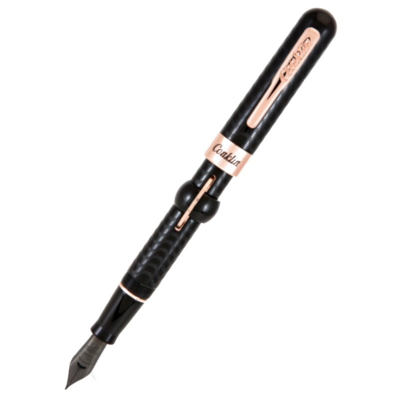 Conklin Mark Twain Crescent Filler Fountain Pen - Black Rose Gold
