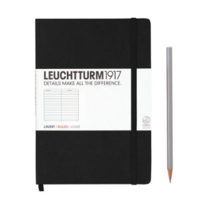 Leuchtturm1917 Medium (A5) Notebook - Black Ruled