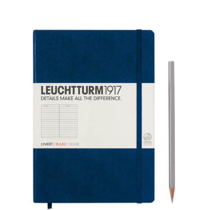 Leuchtturm1917 Navy Blue Ruled Hardcover Notebook, Medium (A5)
