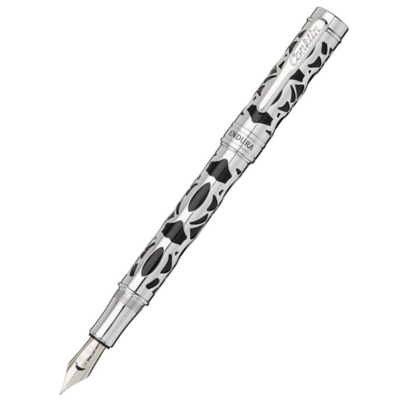 Conklin Endura Deco Crest Fountain Pen - Black/Chrome