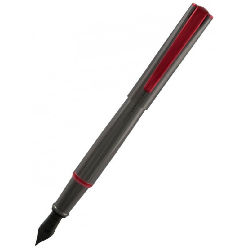 Monteverde Impressa Fountain - Gun Metal Red Trim - Fine