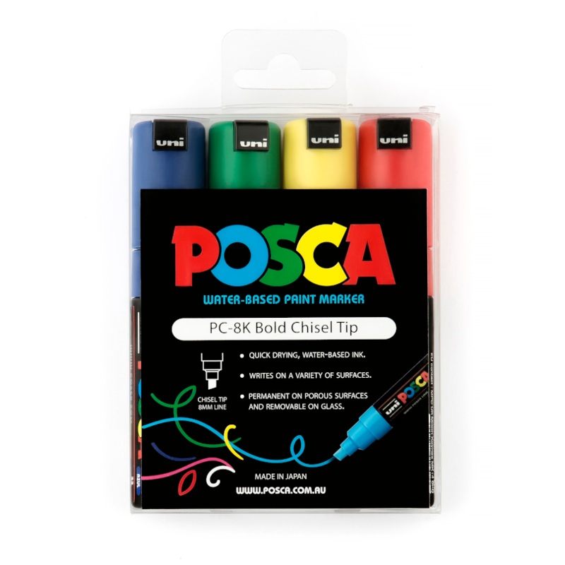 POSCA PC 8K Paint Marker 4 Pack Assorted Colours