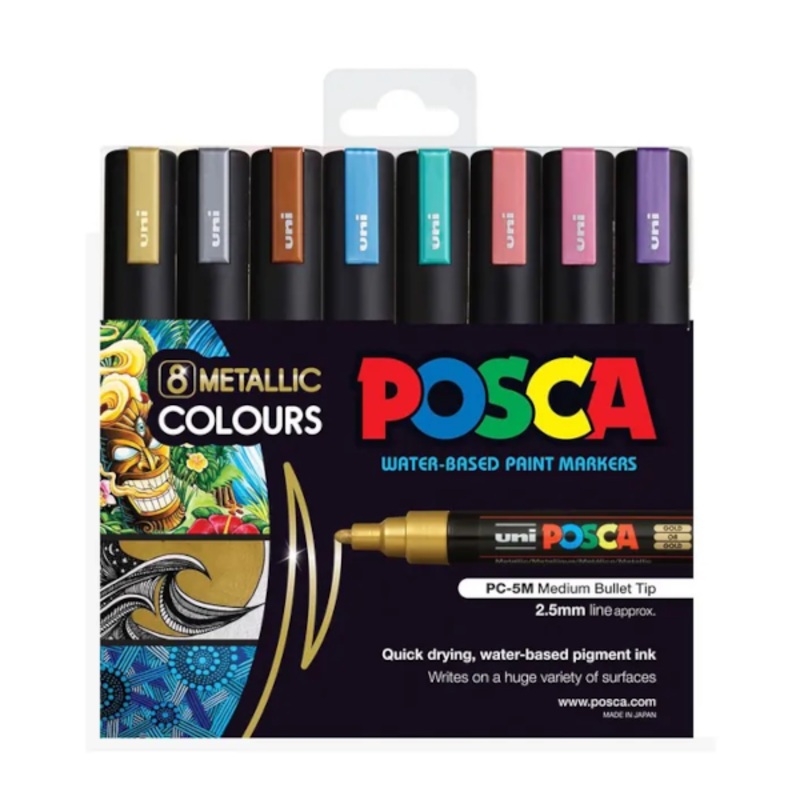 POSCA PC 5M Paint Markers Metallic Assorted 8 Pack