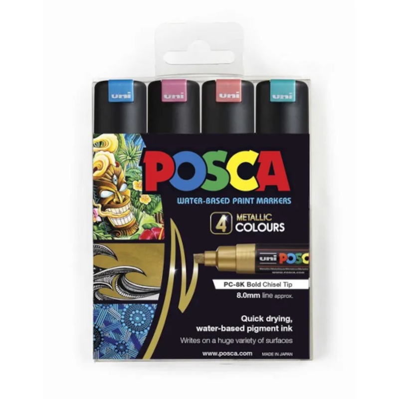 POSCA PC 8K Paint Markers Metallic Assorted 4 Pack