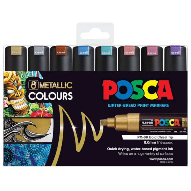 POSCA PC 8K Paint Markers Metallic Assorted 8 Pack