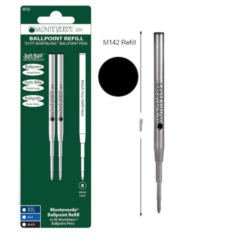 Monteverde M142 Montblanc Black Broad Ballpoint Refill, Pk2