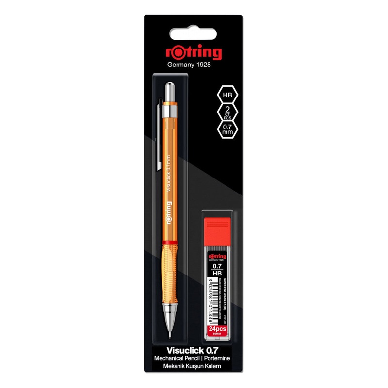 Rotring Visuclick Mechanical Pencil - 0.7mm Orange with Leads