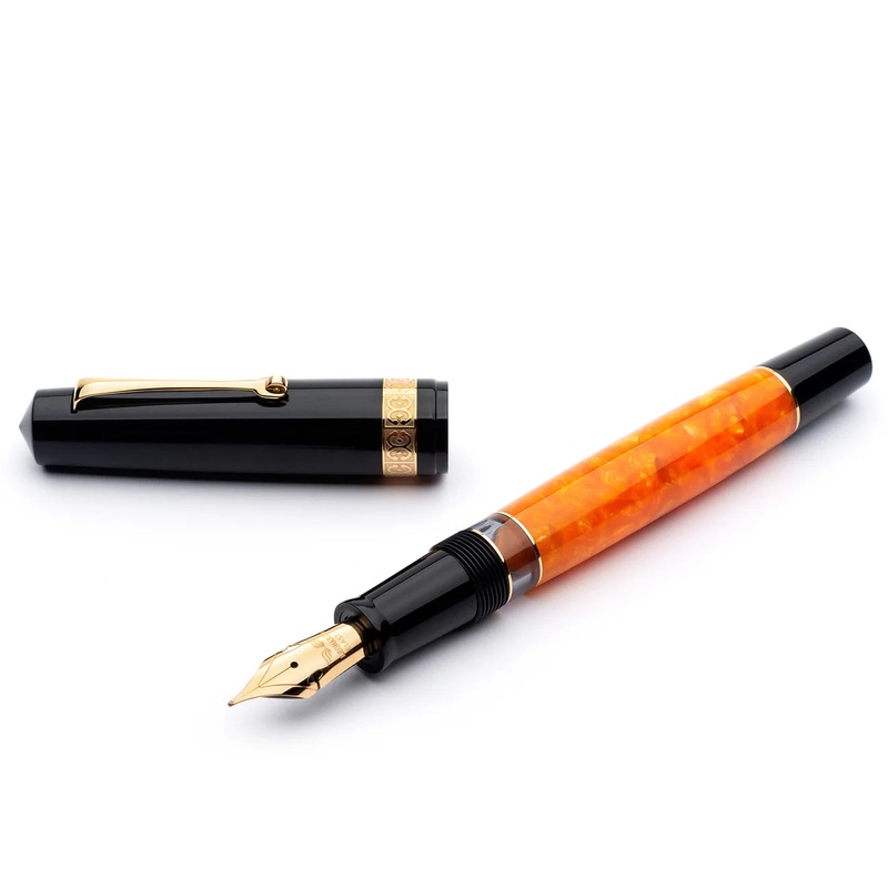 Leonardo Officina Italiana Momento Magico Fountain Pen - DNA Black/Orange Gold