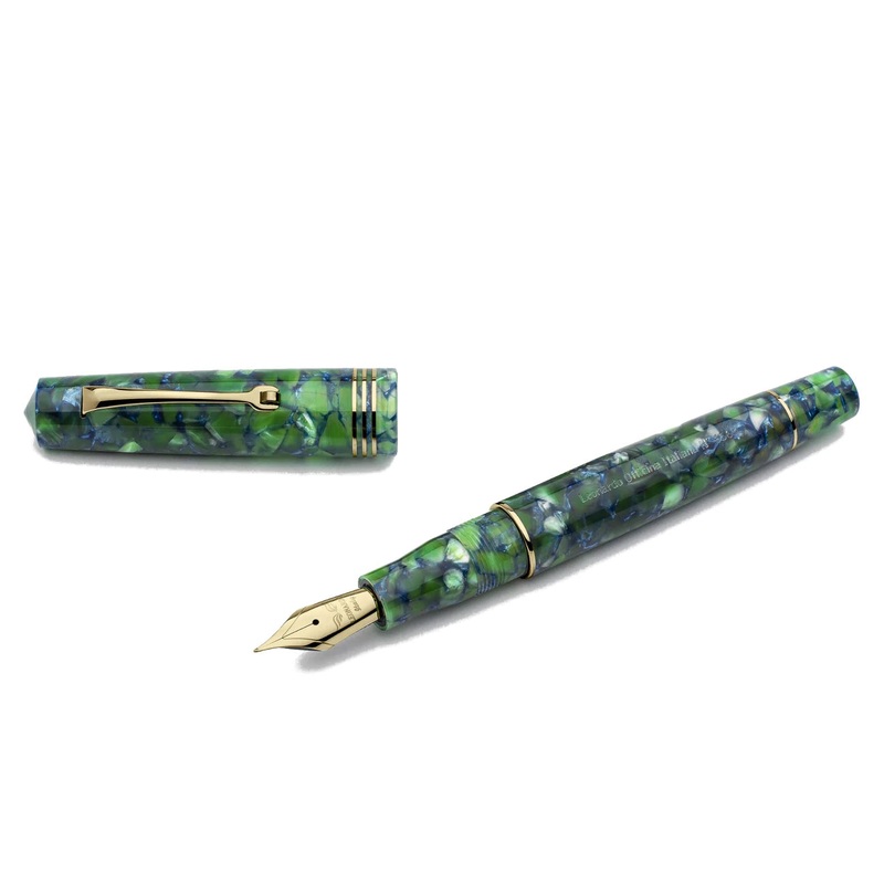 Leonardo Officina Italiana Momento Zero Fountain Pen - Iride Green/Blue Gold