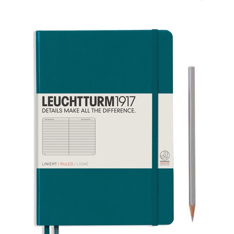 Leuchtturm1917 Medium (A5) Notebook - Pacific Green Lined