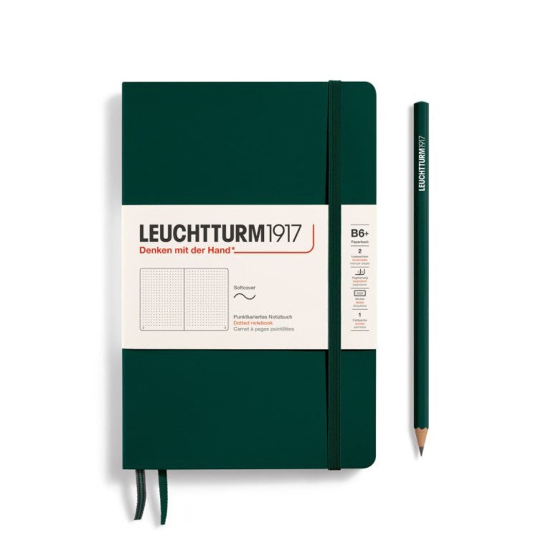 Leuchtturm1917 Paperback Hardcover (B6+)  Notebook -  Forest Green Dotted