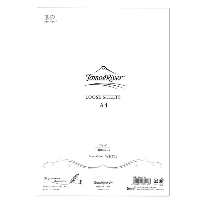 Sanzen Tomoe River Loose Sheets, A4, White, 100-sheet, 52gsm, Plain