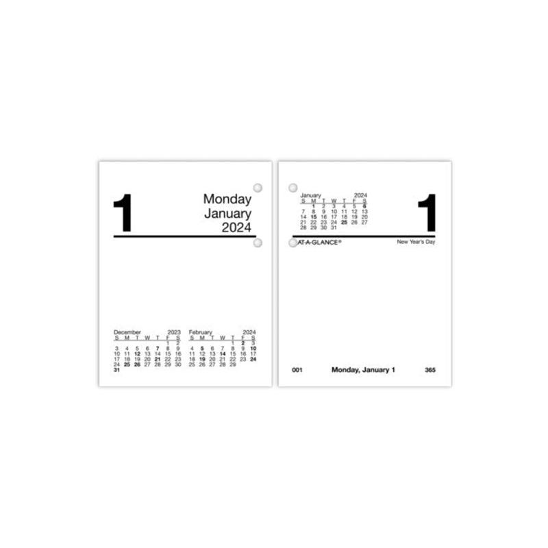 AT-A-GLANCE 2025 Compact Daily Loose-Leaf Desk Calendar Refill (3" x 3 3/4")