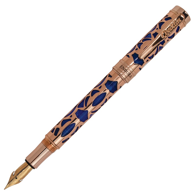 Conklin Endura Deco Crest Fountain Pen - Blue with Rose Gold