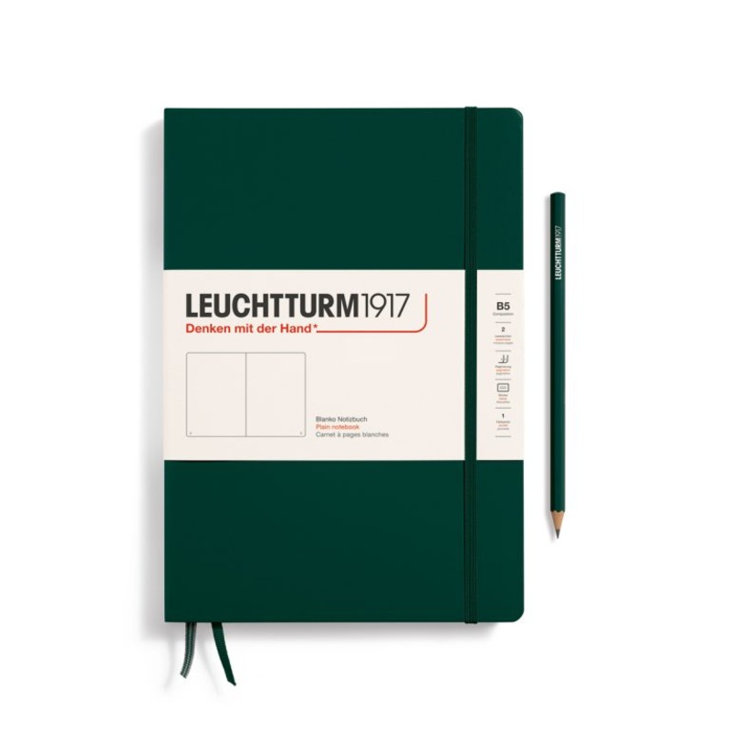 Leuchtturm1917 Hardcover Composition (B5) Notebook - Forest Green Ruled
