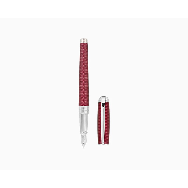 S.T. Dupont Line-D Firehead Guilloche Fountain Pen - Dark Pink