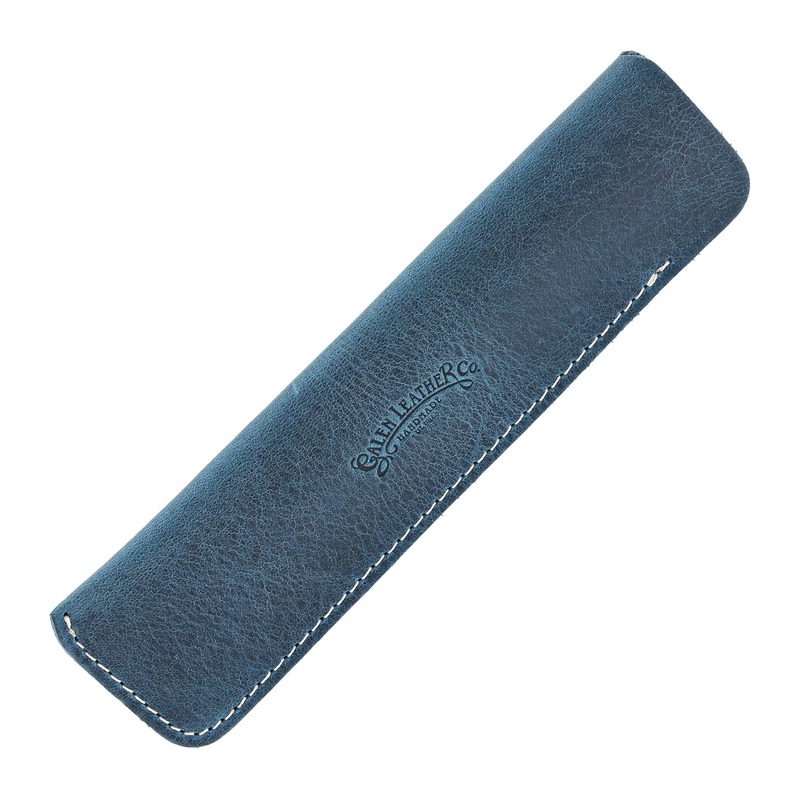 Galen Leather Single Fountain Pen Sleeve - Crazy Horse Ocean Blue