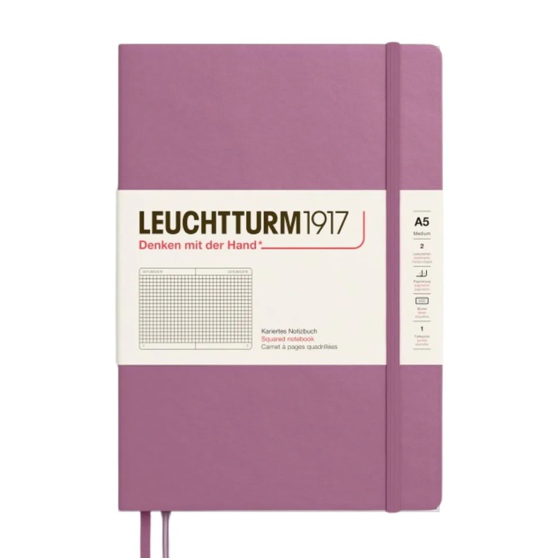 Leuchtturm1917 A5 Medium Hardcover Squared Notebook - Dusty Rose