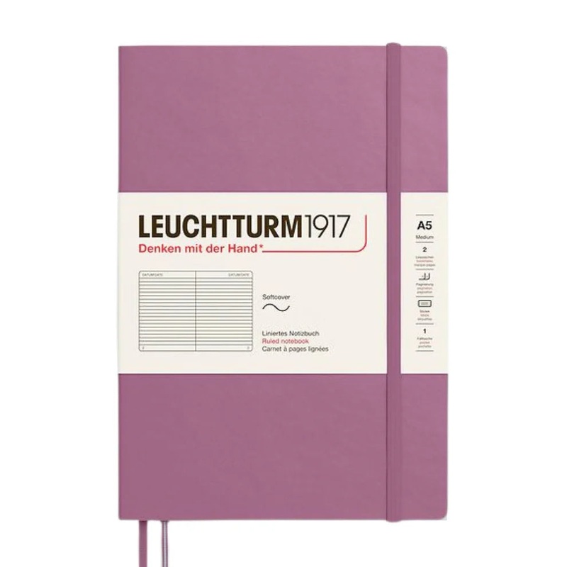 Leuchtturm1917 A5 Medium Softcover Ruled Notebook - Dusty Rose