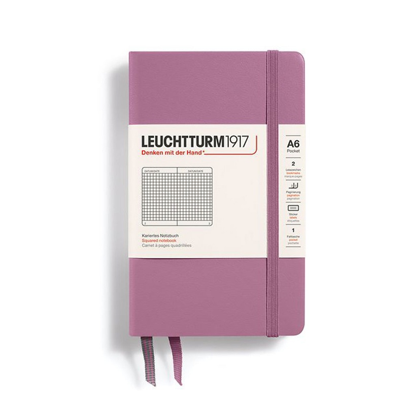 Leuchtturm1917 A6 Pocket Hardcover Squared Notebook - Dusty Rose