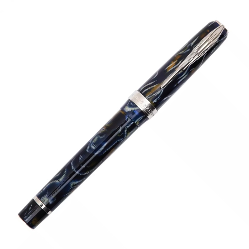 Pineider Antichi Materiali Wilde Blue Fountain Pen Palladium Trim