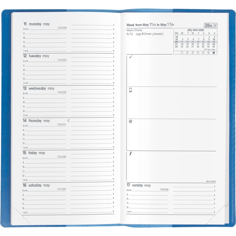 Quo Vadis 2025 IB Traveler #06 Weekly Planner with Notes - Texas Blue