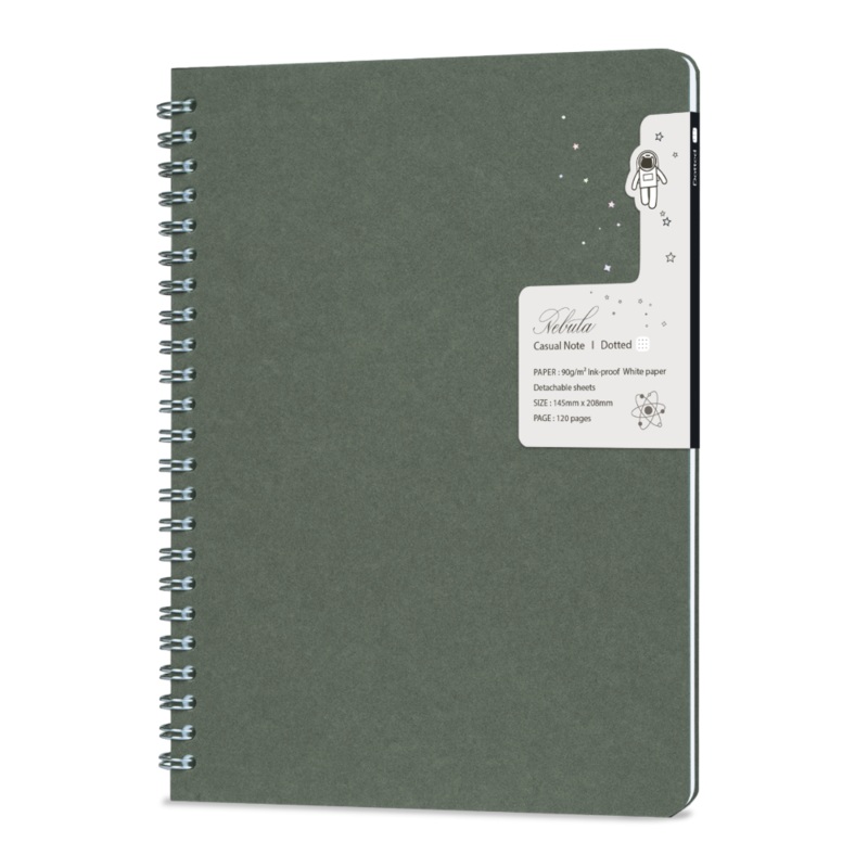 Colorverse Nebula A5 Casual Notebook - Oil Green Dotted