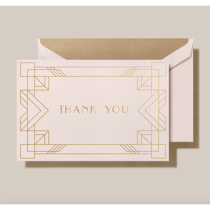 Crane Rose Gold Deco Border Thank You Card (10 ea)