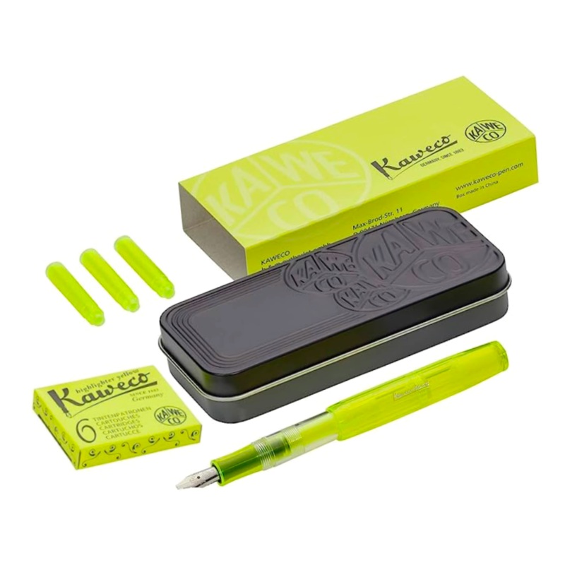 Kaweco Ice Sport Fountain Pen Set - Glow Highlighter Yellow