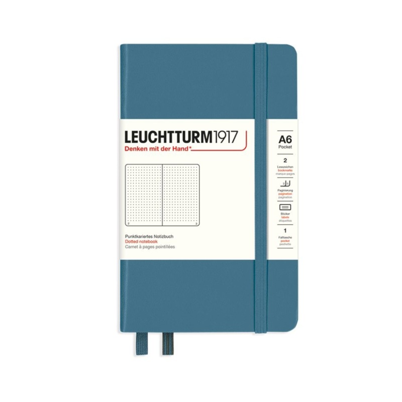 Leuchtturm1917 A6 Pocket Hardcover Dotted Notebook - Stone Blue
