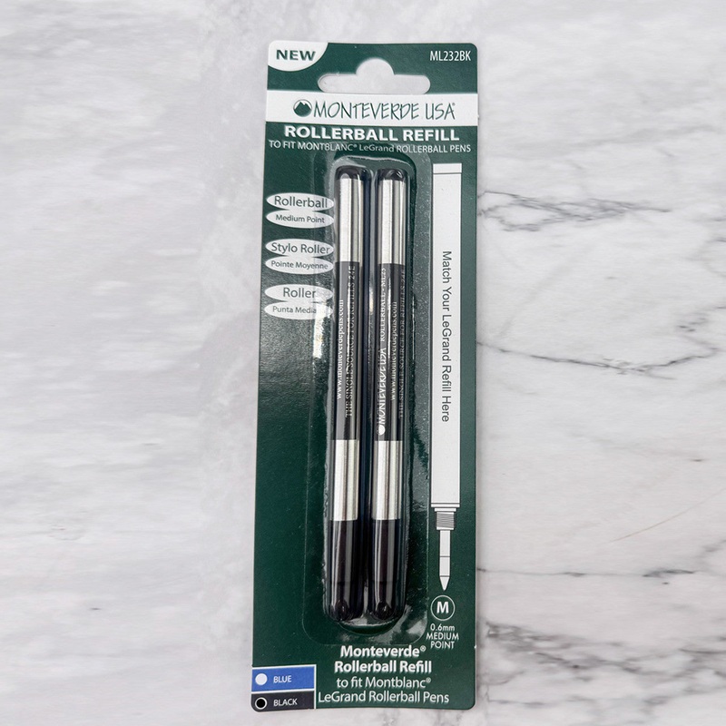 Montblanc LeGrand Rollerball Refill by Monteverde USA - Black Medium (2 ea)
