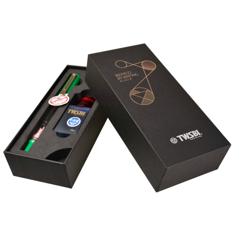 TWSBI ECO-T Fountain Pen Gift Set - Royal Jade Rose Gold with Midnight Ink