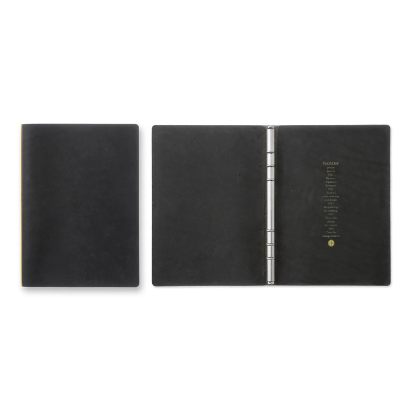 PLOTTER A5 Size Pueblo 6-Ring Leather Binder - Black