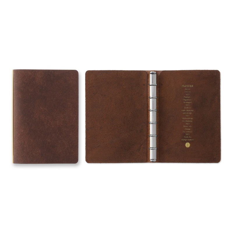 PLOTTER Mini Size Pueblo 6-Ring Leather Binder - Brown