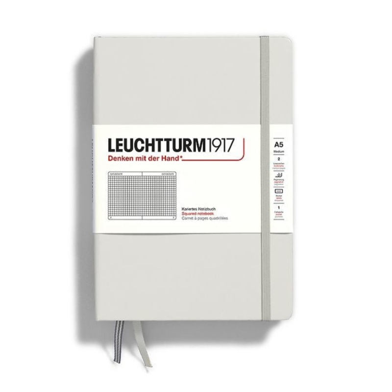 Leuchtturm1917 A5 Medium Hardcover Squared Notebook - Light Grey