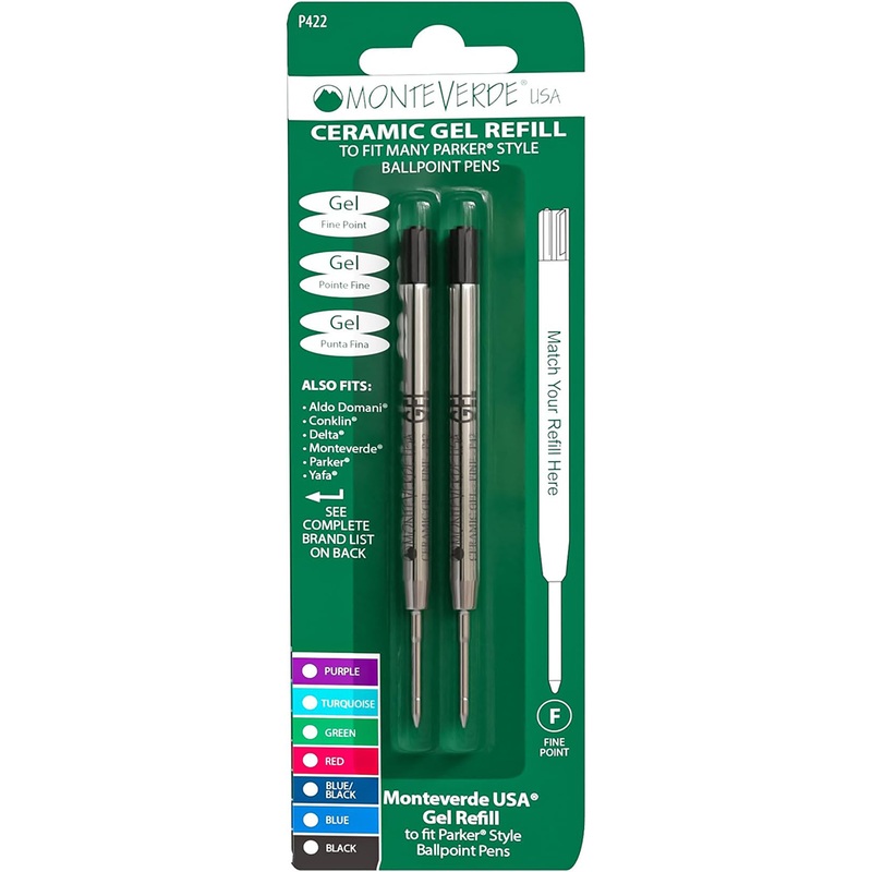 Parker Capless Gel Refill by Monteverde USA - Black (2 ea)