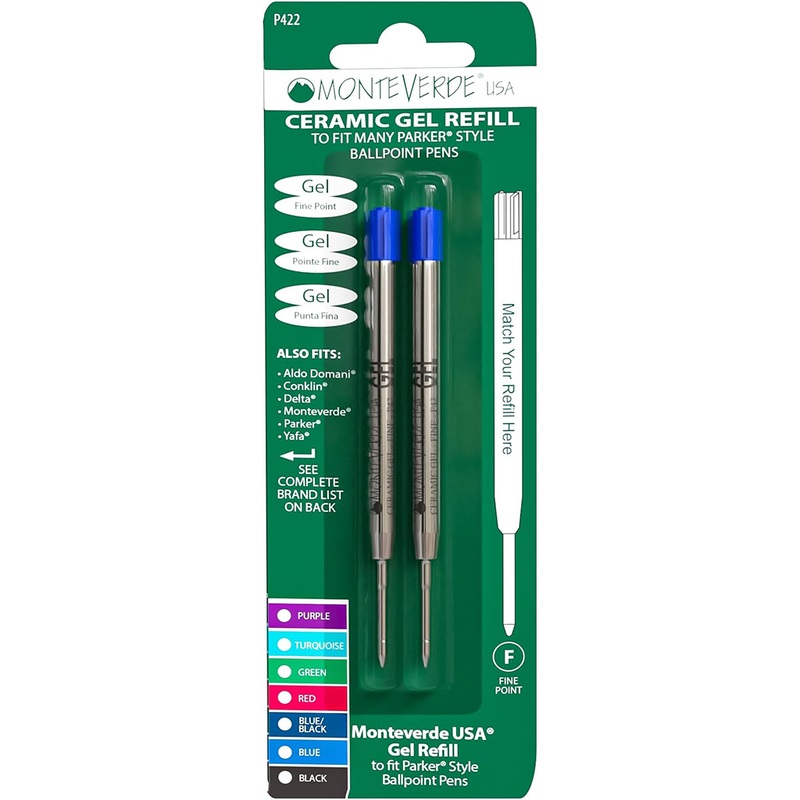 Parker Capless Gel Refill by Monteverde USA - Blue (2 ea)