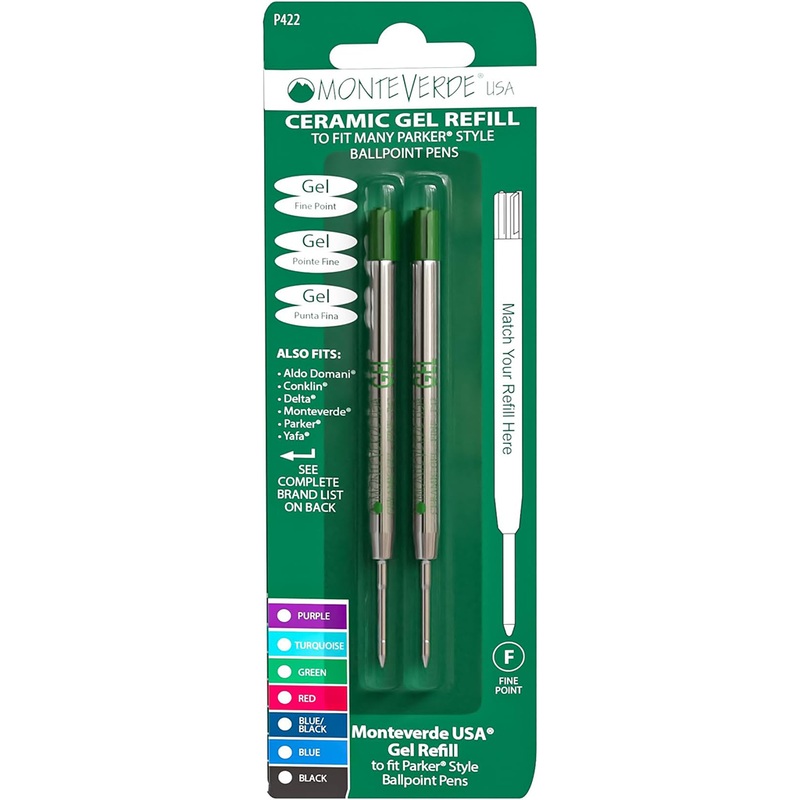 Parker Capless Gel Refill by Monteverde USA - Green Fine (2 ea)