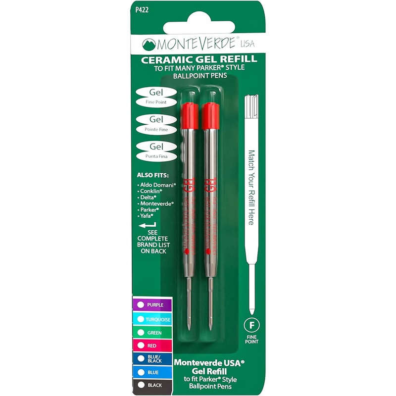 Parker Capless Gel Refill by Monteverde USA - Red Fine (2 ea)
