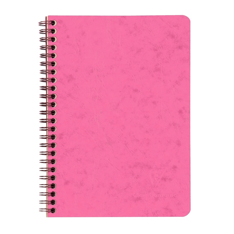 Clairefontaine #785666 Basics Lined with Pockets Wirebound A5 Notebook (6 x 8.25) - Rose