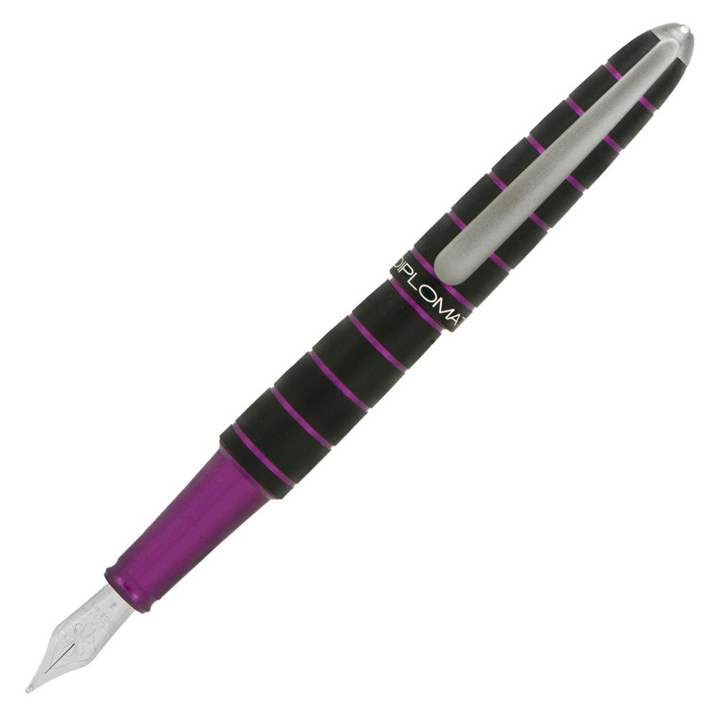 Diplomat Elox Ring Fountain Pen - Black and Purple