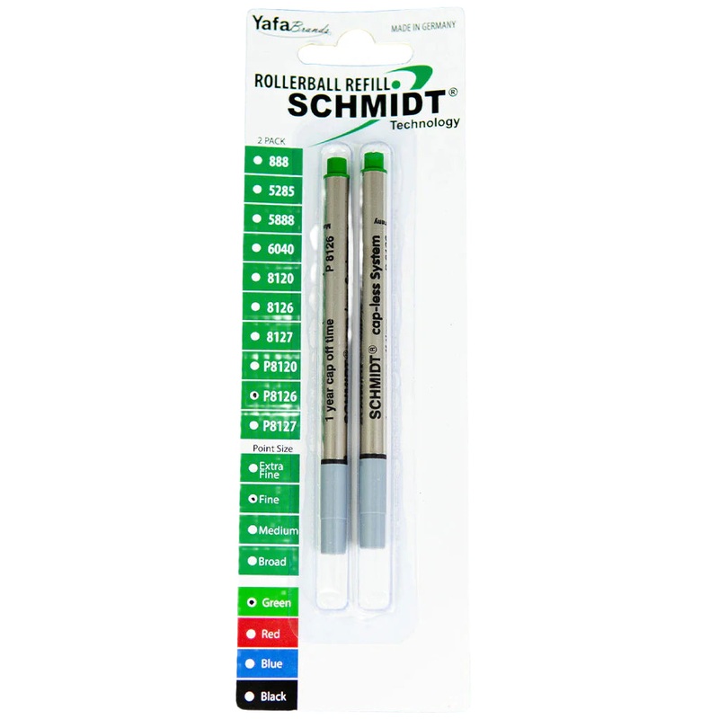 Schmidt Short Capless Rollerball Refill - Green Fine (2ea)