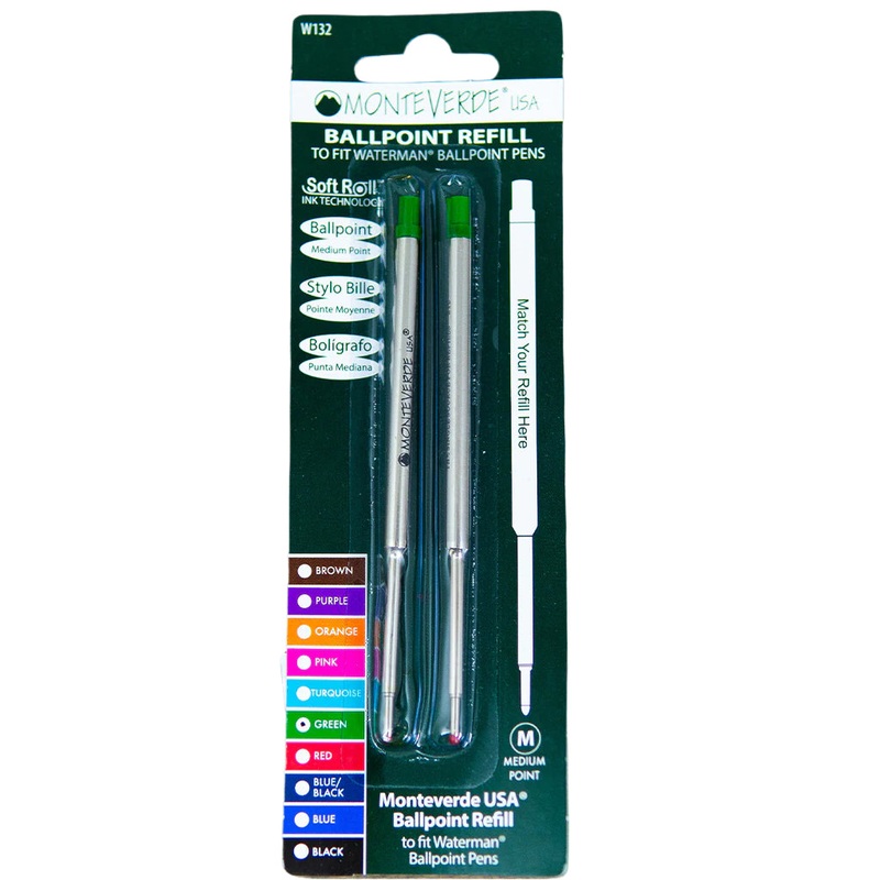 Waterman Ballpoint Refill by Monteverde USA - Green Medium (2 ea)