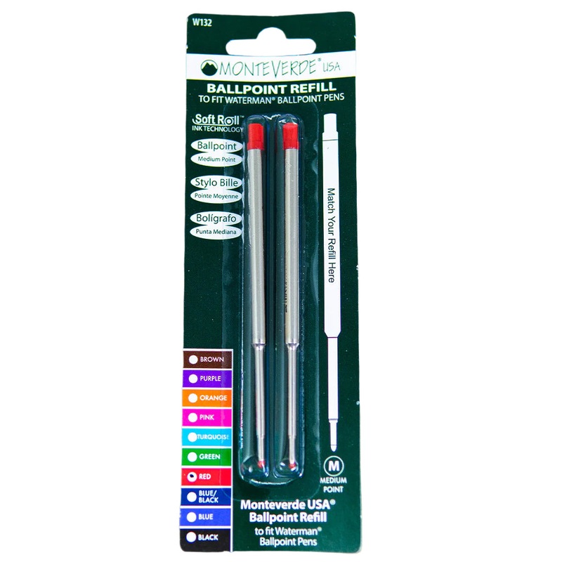 Waterman Ballpoint Refill by Monteverde USA - Red Medium (2 ea)
