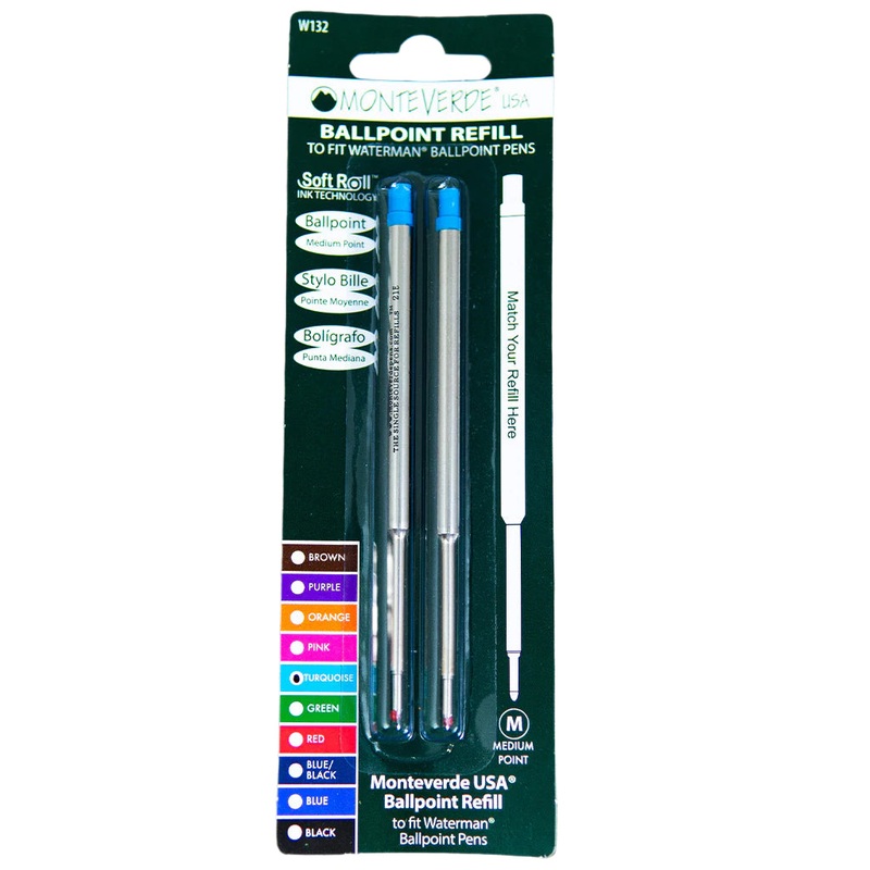 Waterman Ballpoint Refill by Monteverde USA - Turquoise Medium (2 ea)